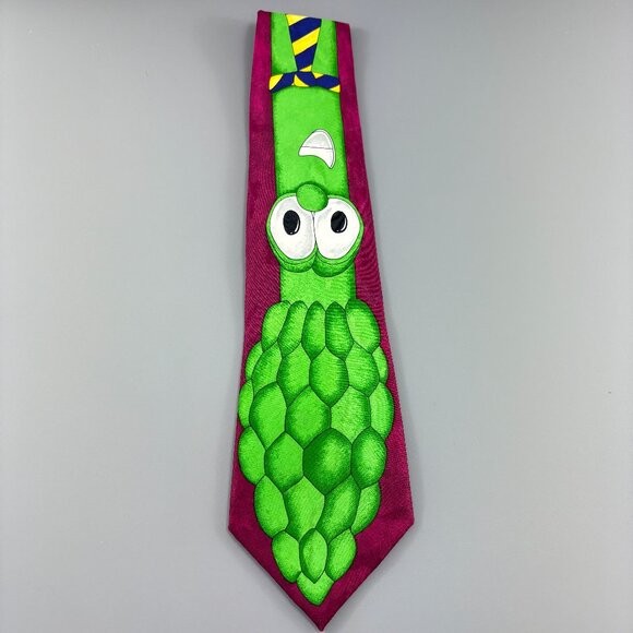 Veggie Tales Archibald Asparagus by Eagle Wings Men's Tie 4" x 60" Vintage - Picture 1 of 5
